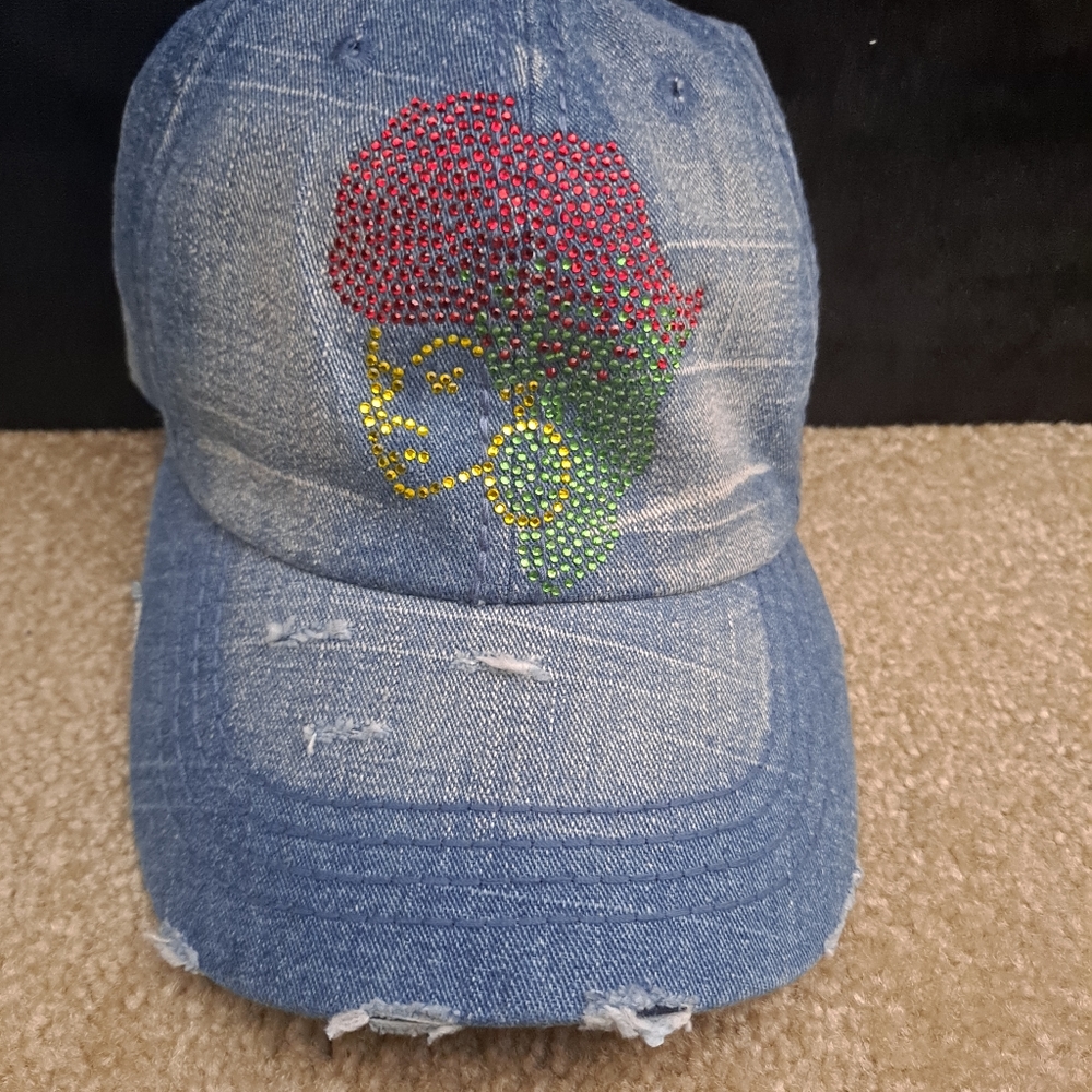 Denim  rhinestone cap!